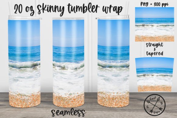 Beach Summer Skinny Ocean Tumbler Wrap