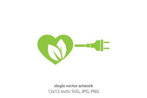 Evaluating Green Heart, Leaves and Electrical Plug Digital Art for Creative Projects