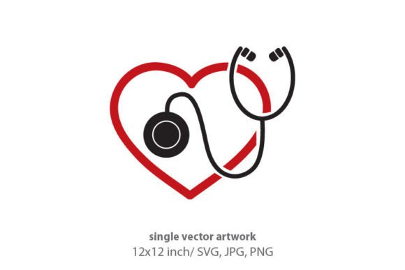 Heart with Stethoscope Vector Art
