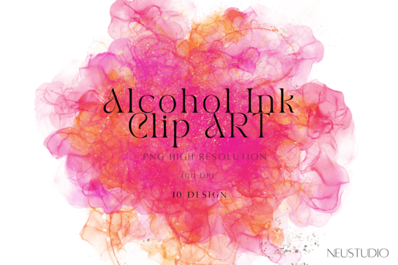 Neon Alcohol Ink Clip Art Backgrounds: Elevating Digital Design with Vibrant Transparency
