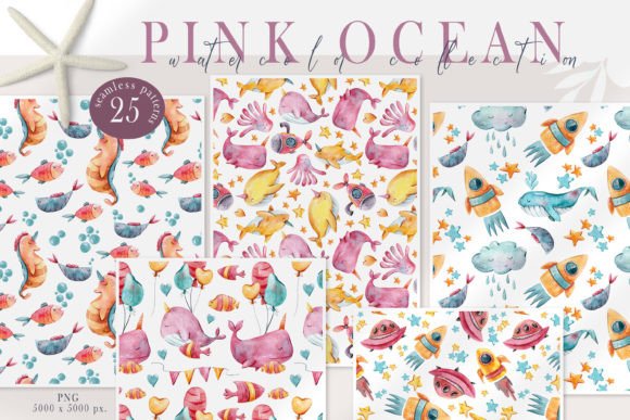 Watercolor Sea Animals Seamless Patterns: A Versatile Resource for Creators and Small Businesses